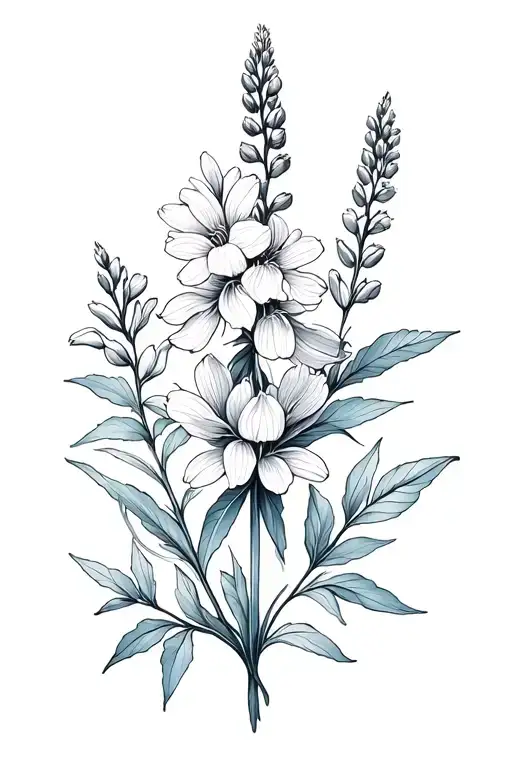 lupine flowers blooming tattoo design idea