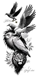 doves, football club logo incorporated, lions and birds, sons birthday, nature  tattoo design idea