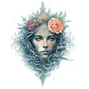 A surreal, intricate composition blending elements of philosophy, environmental science, literature, mythology tattoo design idea