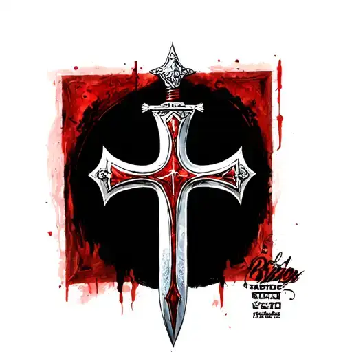 knights templar cross and a sword tattoo design idea