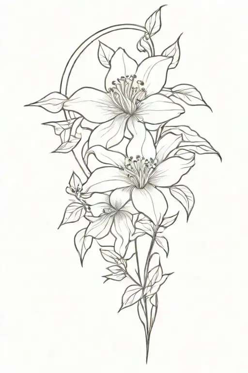door way with flower coming out (larkspur)  tattoo design idea