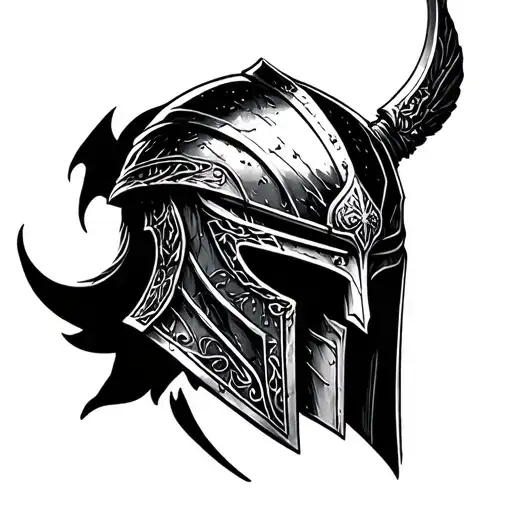 fore arm, dark, warhammer 40k black templar helmet tattoo design idea