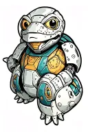 a navy iron shellback turtle that has a metal mecha design  tattoo design idea
