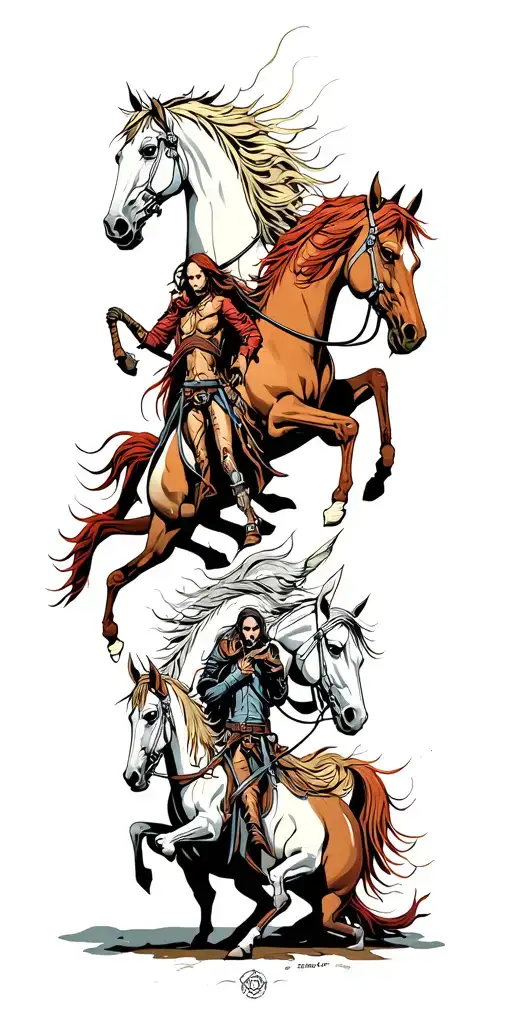 The four horsemen of the apocalypse cyberpunk undead.  tattoo design idea