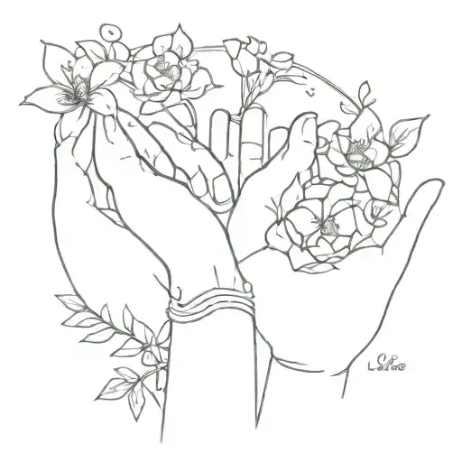 I love you in sign language with flowers tattoo design idea