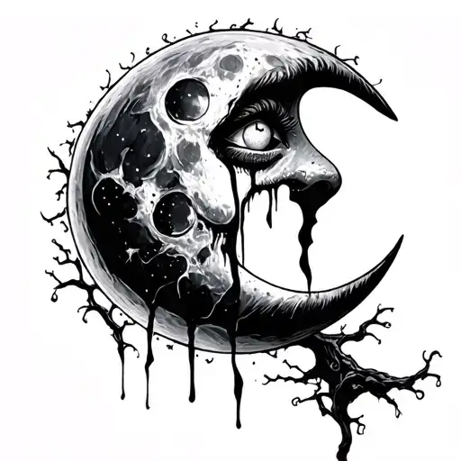 crying moon tattoo design idea