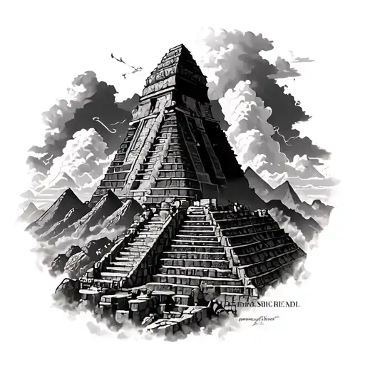 Osiris at Machu Picchu showing thorugh clouds tattoo design idea
