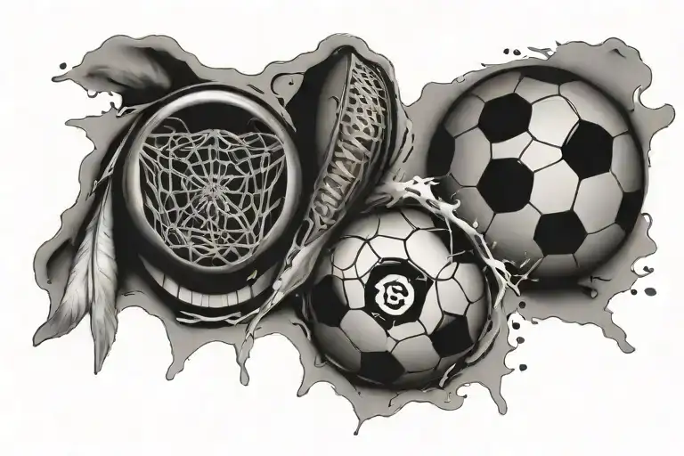 ICE Hockey Darts and Soccer ball tattoo design idea