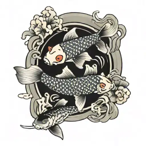 koi carps swimming in circle tattoo design idea
