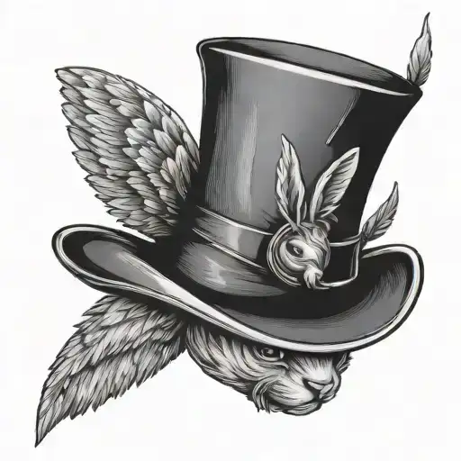magician hat with rabit ears and wings  tattoo design idea