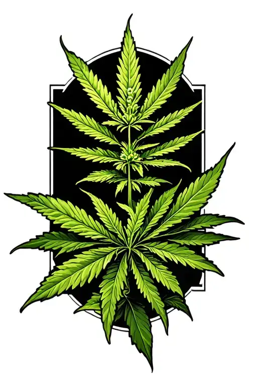 weed plant growing tattoo design idea
