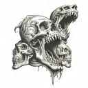 Screaming skulls piled up tattoo design idea