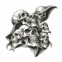 Screaming skulls piled up tattoo design idea