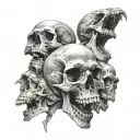 Screaming skulls piled up tattoo design idea