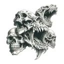 Screaming skulls piled up tattoo design idea