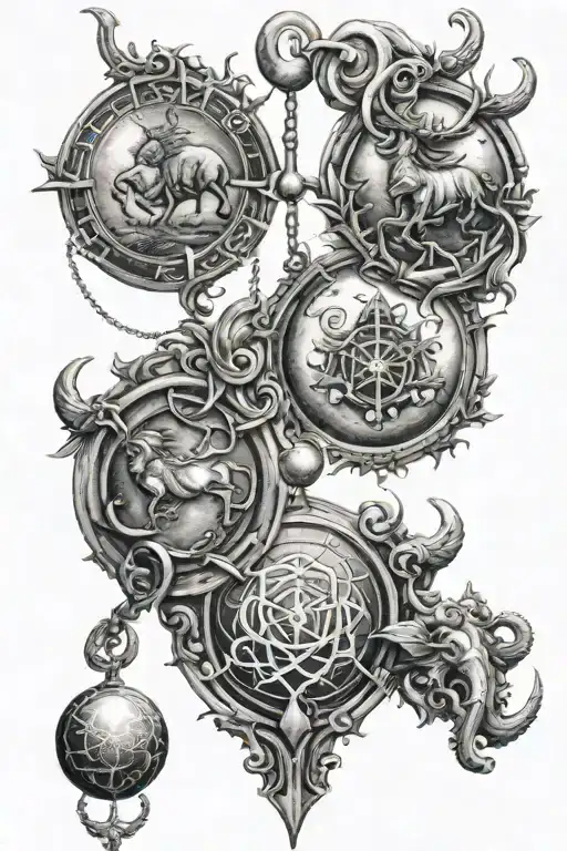 libra scorpio taurus zodiac sign tattoo design idea