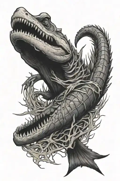 alligator gar skeleton tattoo design idea