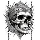 ancient Sumerian Cuneiform around Gothic skull surrounded tattoo design idea