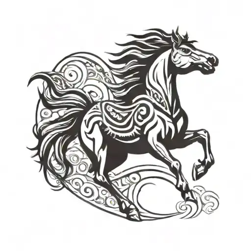 Bronco rearing in nature tattoo design idea