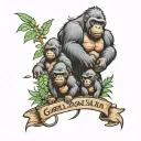 Gorilla family hiking tattoo design idea