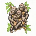 Gorilla family hiking tattoo design idea