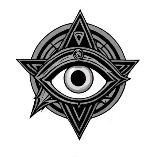 Cancer sign in the hexagram of Solomon with Horus Eye Shield tattoo design idea