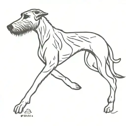 irish wolfhound running alongside tattoo design idea