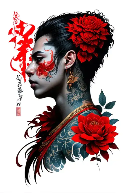 Baki Hanma tattoo with red tattoo design idea