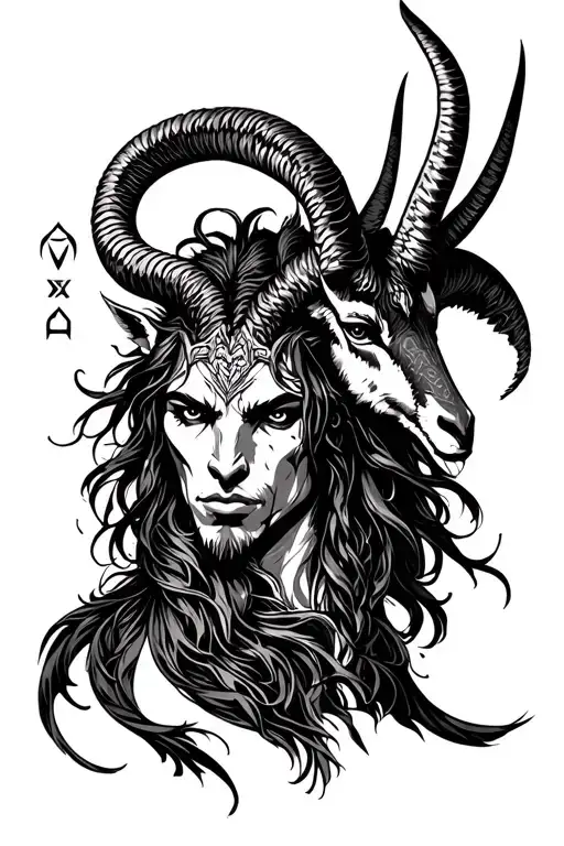 arcangel uriel with capricorn zodiac sign tattoo design idea