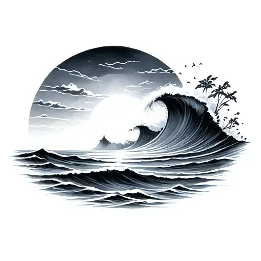 Ocean Sunrise tattoo design idea