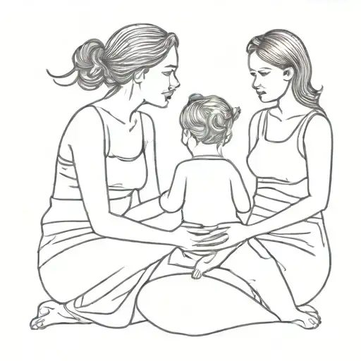 mother and daughter and a lost baby tattoo design idea