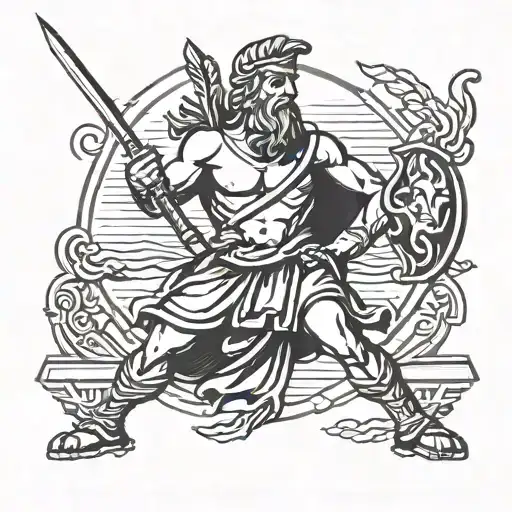 odysseus with spear  tattoo design idea