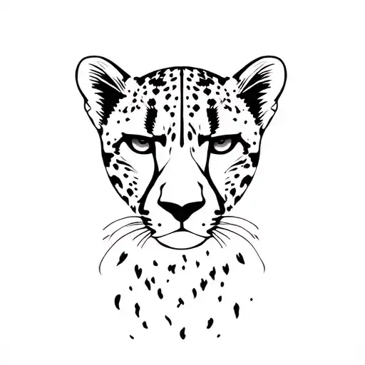 cheetah face outline tattoo design idea