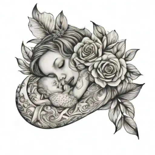 maternity / breastfeeding / fine lines tattoo design idea