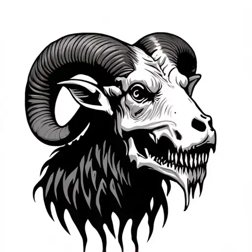 zombie ram head tattoo design idea