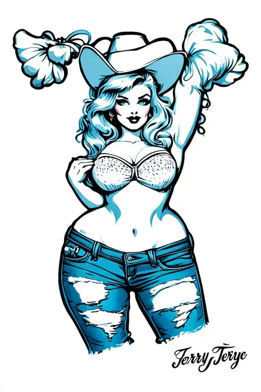 Sailer Jerry Style Texas plump Sexy Pinup Girl tattoo design idea