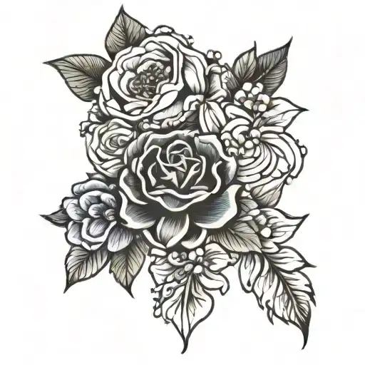 flowers with spectrum lines connecting various tattoo design idea