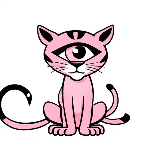 Pink panther sitting with an eye missing a piece tattoo design idea