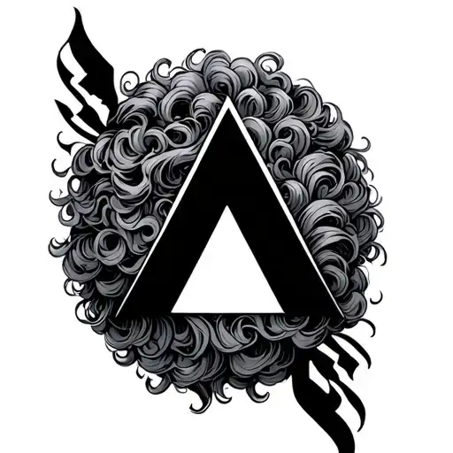 delta symbol with some curly hair surrounded tattoo design idea