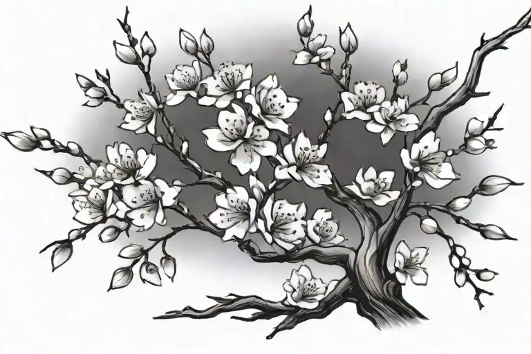 Cherry blossom tree branch tattoo design idea