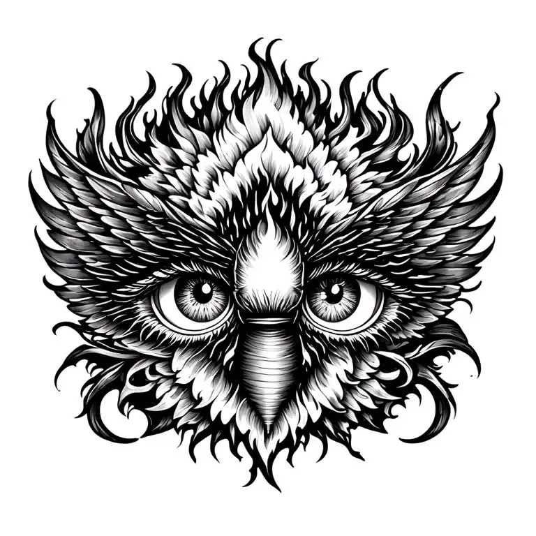 those eyes like fire, I'm a winged insect, you're a funeral pyre tattoo design idea