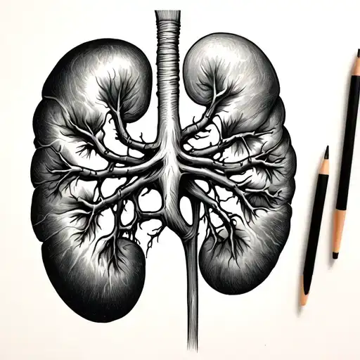 draw matching kidney tattoos where the arteries are touching tips like the creation of adam tattoo design idea