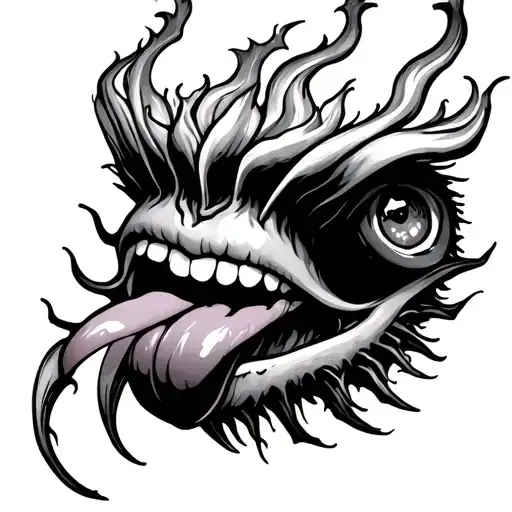 Dionaea muscipula with tongue and eyes like fire tattoo design idea