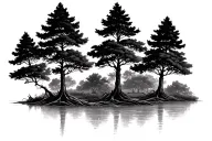 Louisiana swamp cypress tree multiple tattoo design idea