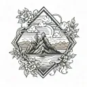 mountain heart shape tattoo design idea