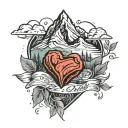 mountain heart shape tattoo design idea