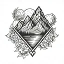 mountain heart shape tattoo design idea
