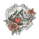 mountain heart shape tattoo design idea
