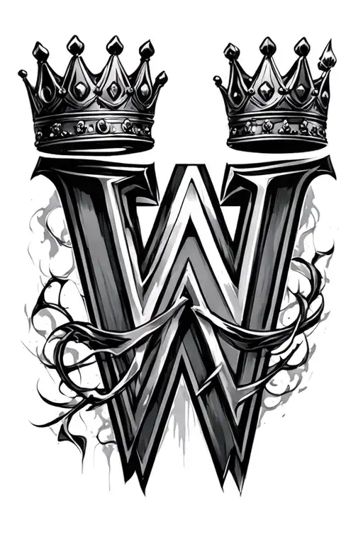Intial V with a crown for a man tattoo design idea