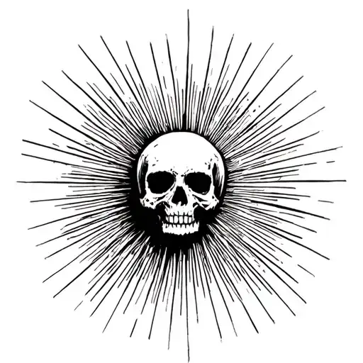rays like as if some one used 4 fingers linea circle in the middle and small very blurred skull like thing in the middle tattoo design idea